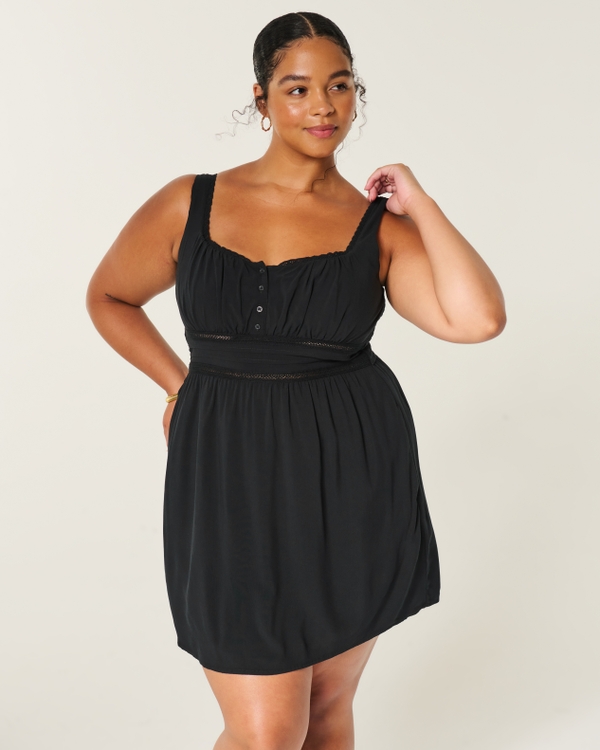 Scoop Babydoll Mini Dress, Black view 1