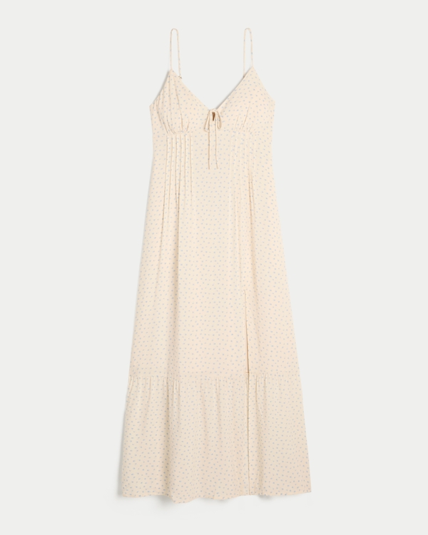 Pintuck Maxi Dress, Cream Floral view 1