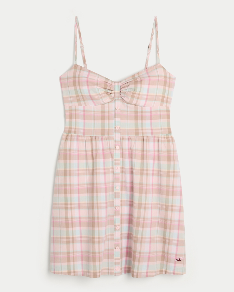 Button Front Woven Mini Dress