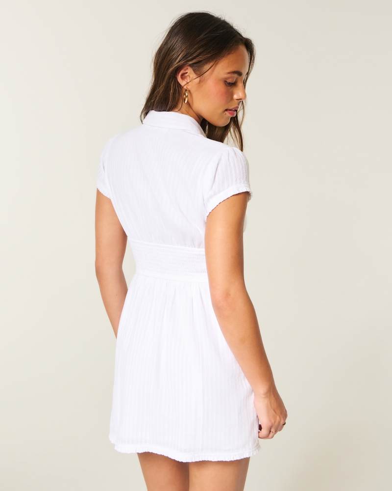 collared t shirt dress Women's Neck Short Sleeve Button Tshirt Summer Casual Loose Lightweight Cotton Linen Midi Dresses Blue at Amazon Women's Clothing store The Made The Right Call Sage Green Collared Midi T COS Women's Classic Mini Shirt