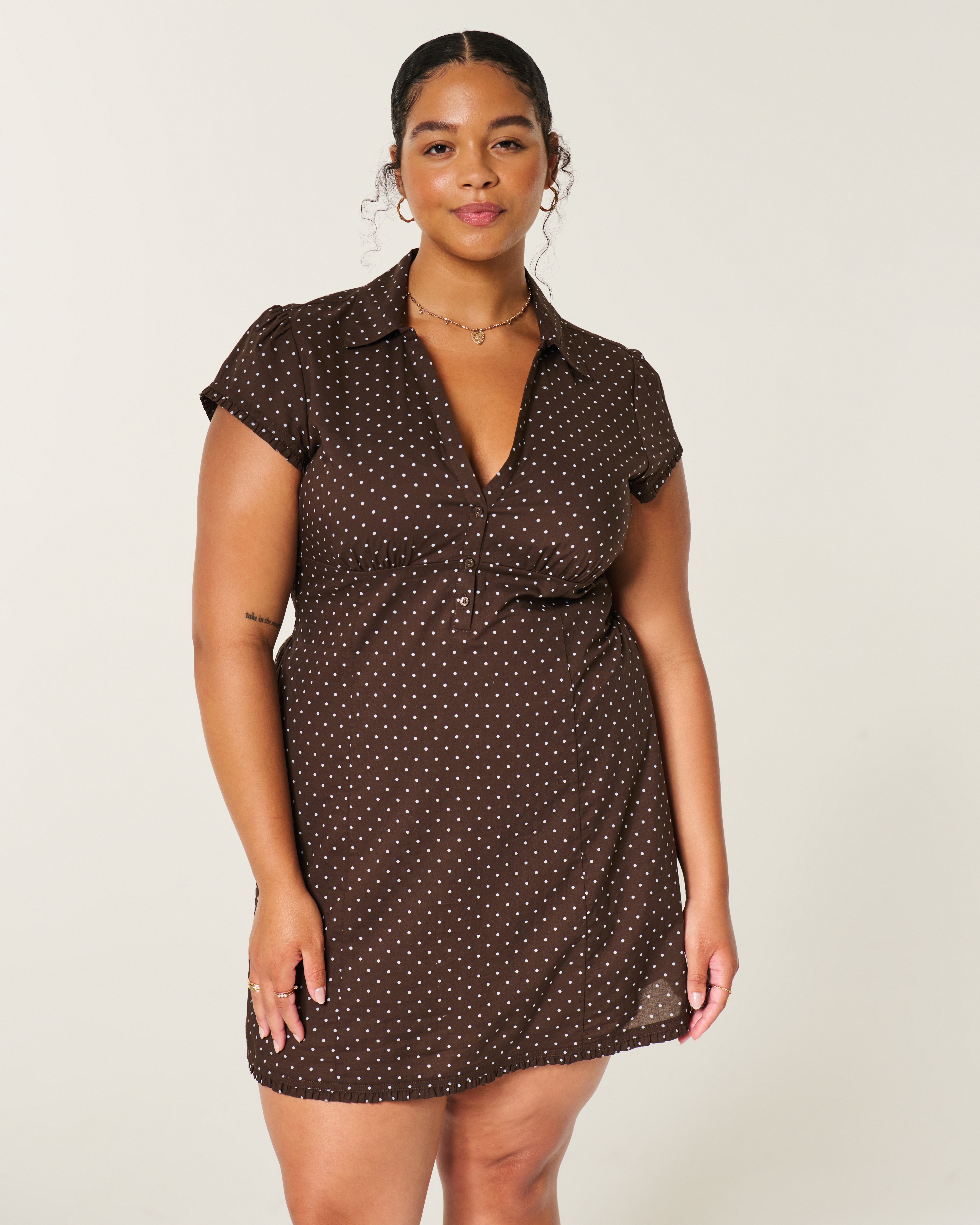 Short-Sleeve Collared Shirt Dress