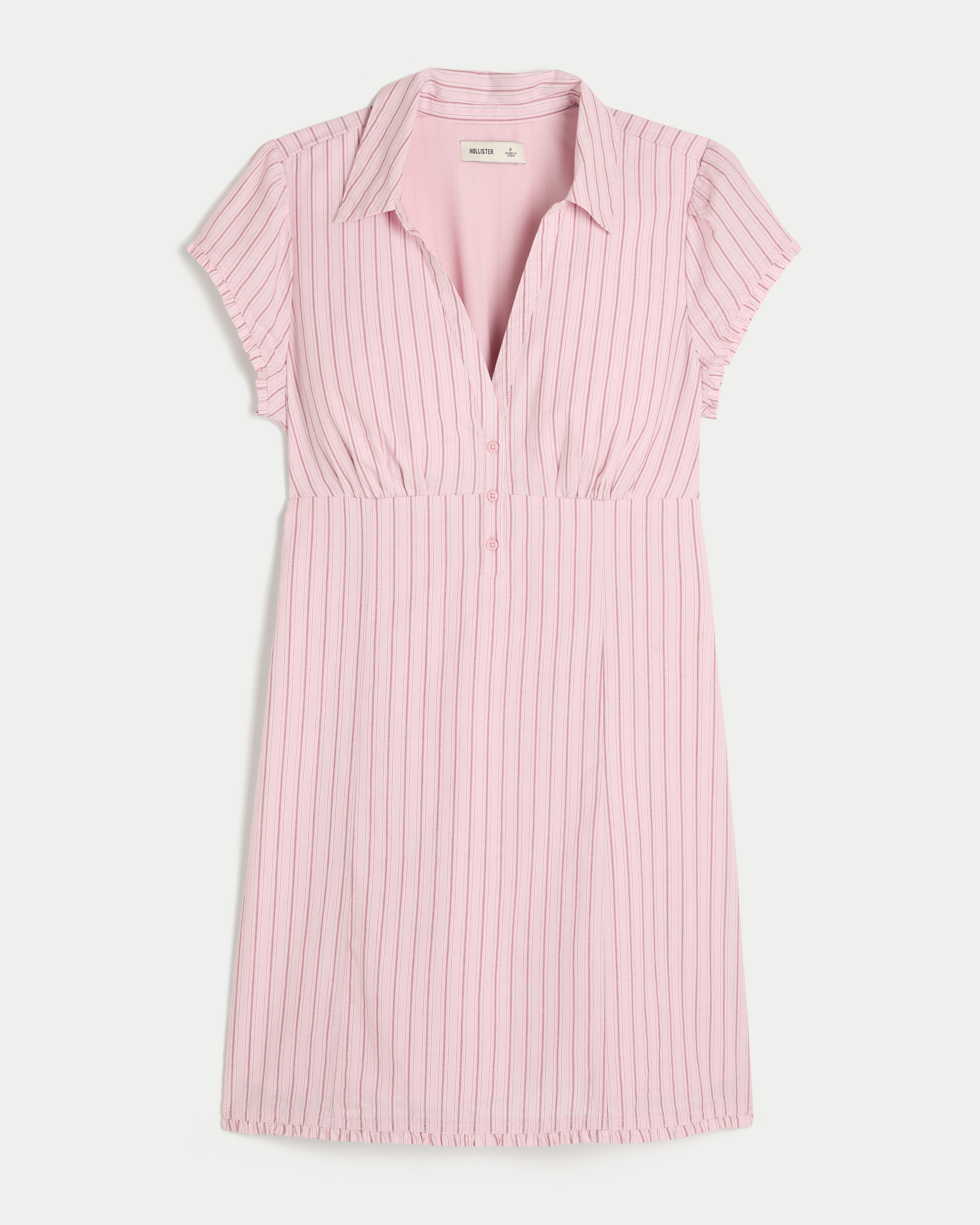 Short-Sleeve Collared Shirt Dress