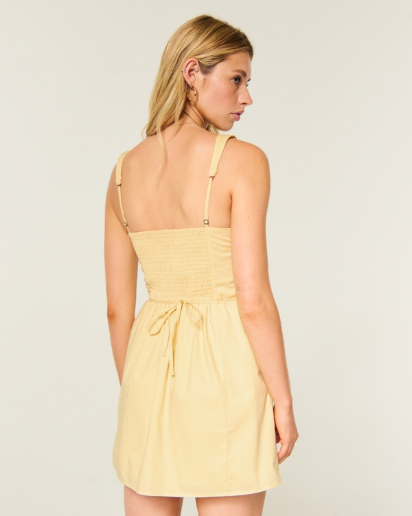 Lace Trim Mini A-Line Dress, Yellow view 2