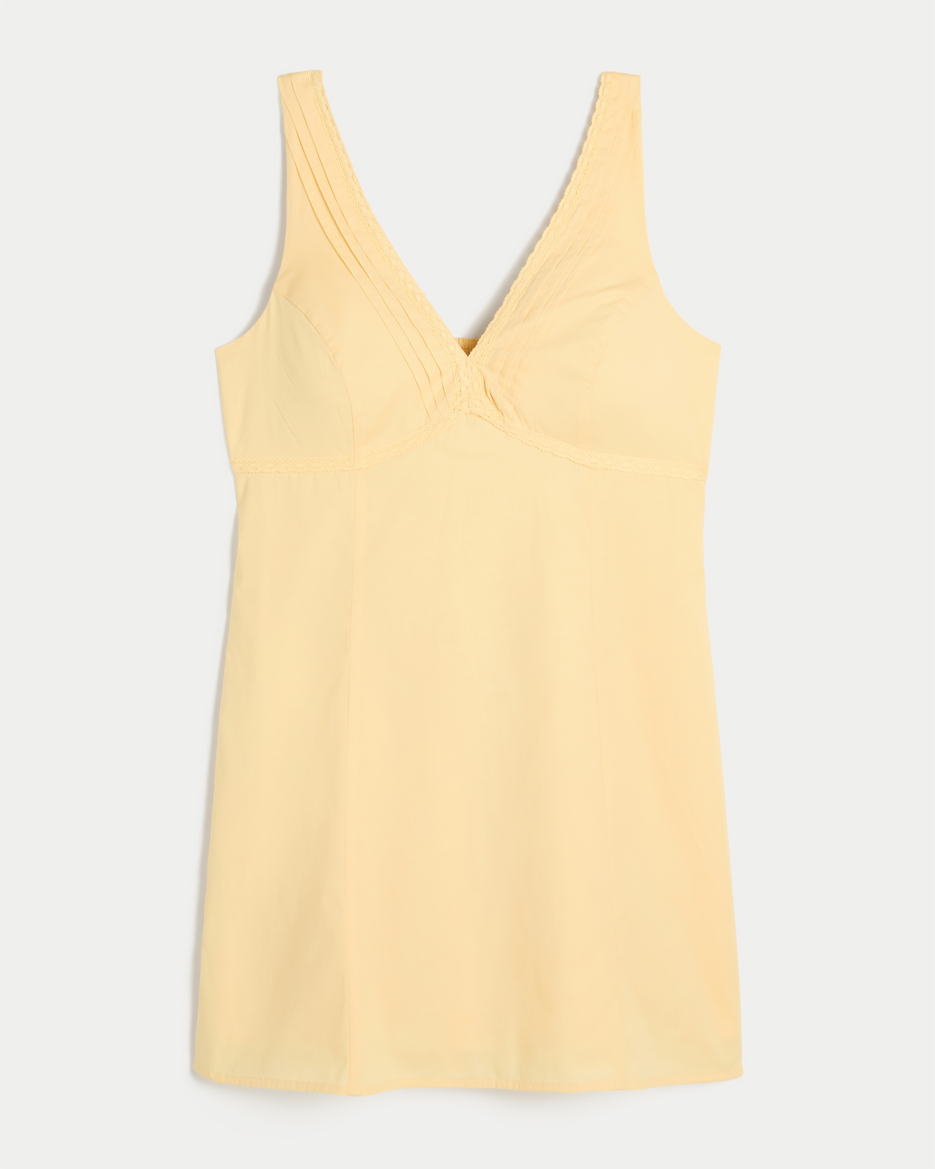 Hollister Lace Trim Mini A-line Dress In Yellow