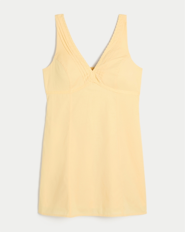 Lace Trim Mini A-Line Dress, Yellow view 1