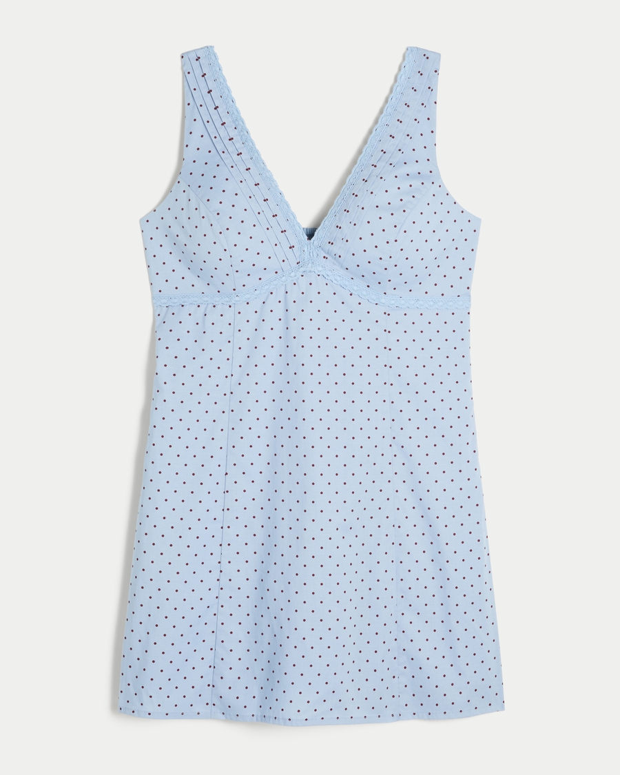 Lace Trim Mini A Line Dress