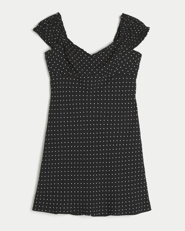 Crepe Mini Dress, Black view 1