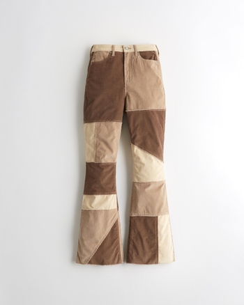 Shop All Social Tourist Ultra High Rise Patchwork Flare Pants Shop All Bottoms Hollisterco Com