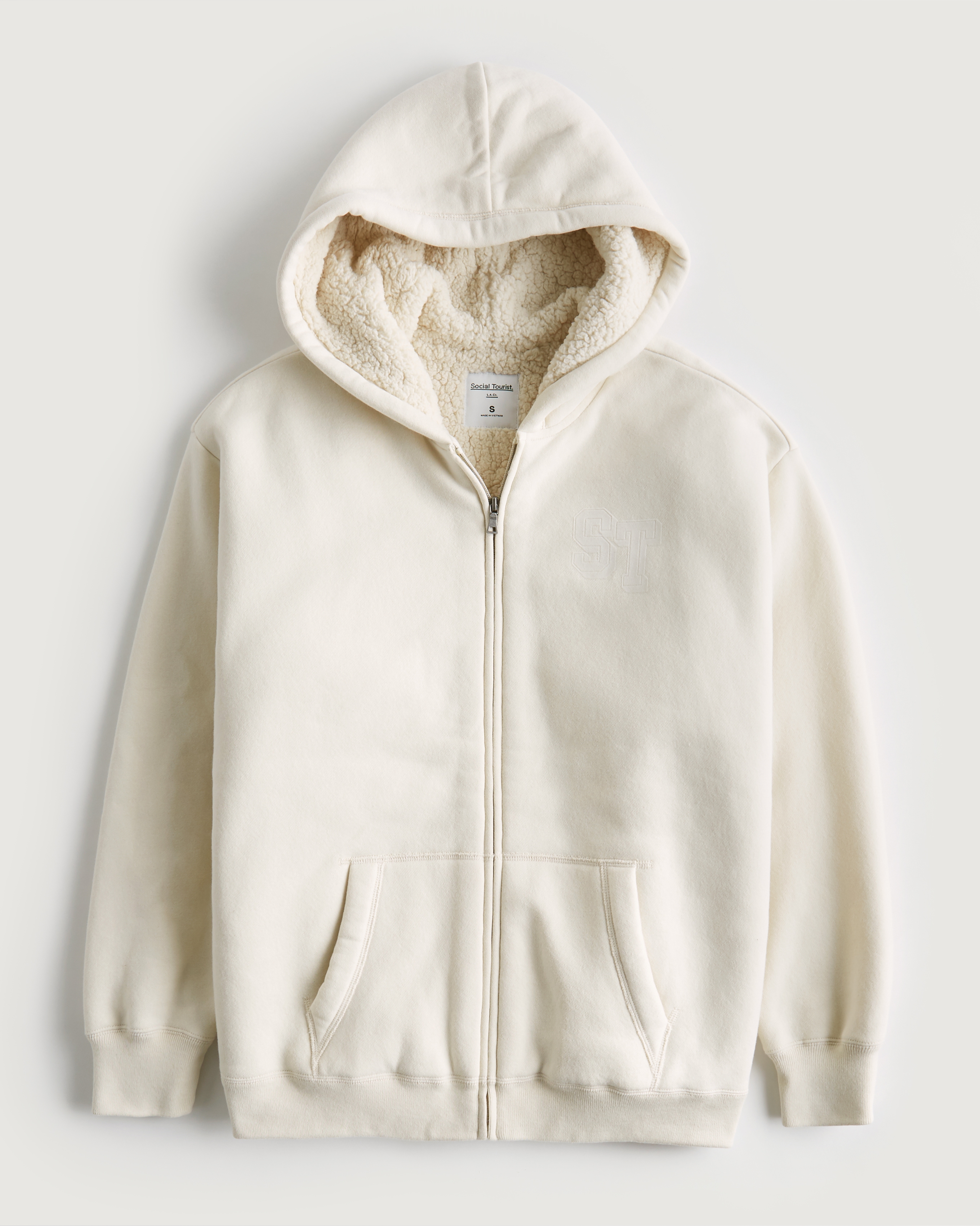 Hollister Social Tourist Oversized Sherpa Lined Full Zip Hoodie