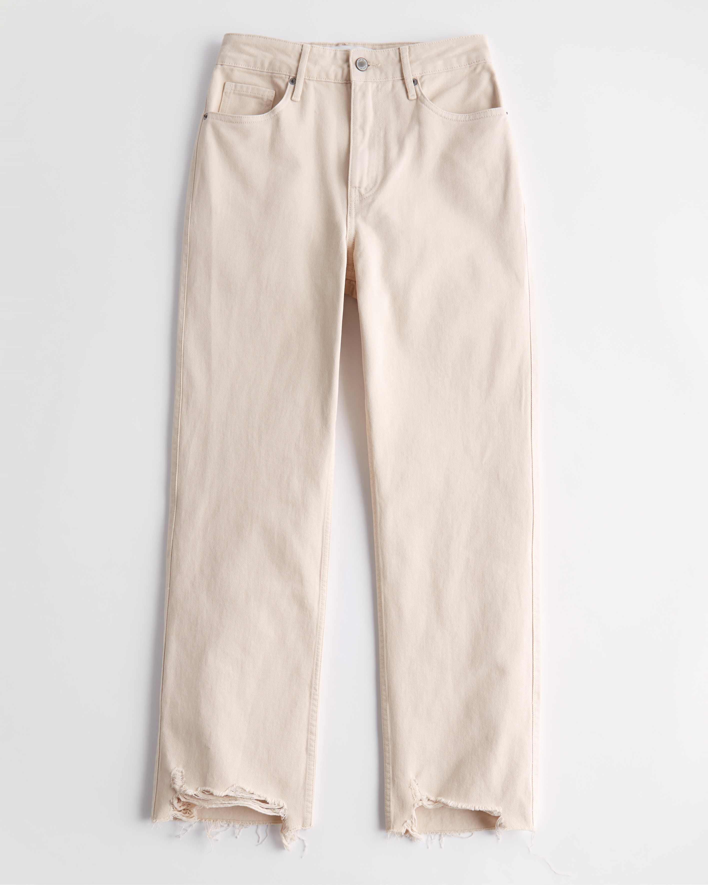 Hollister Social Tourist Highest Rise Cream Relaxed Straight Jeans