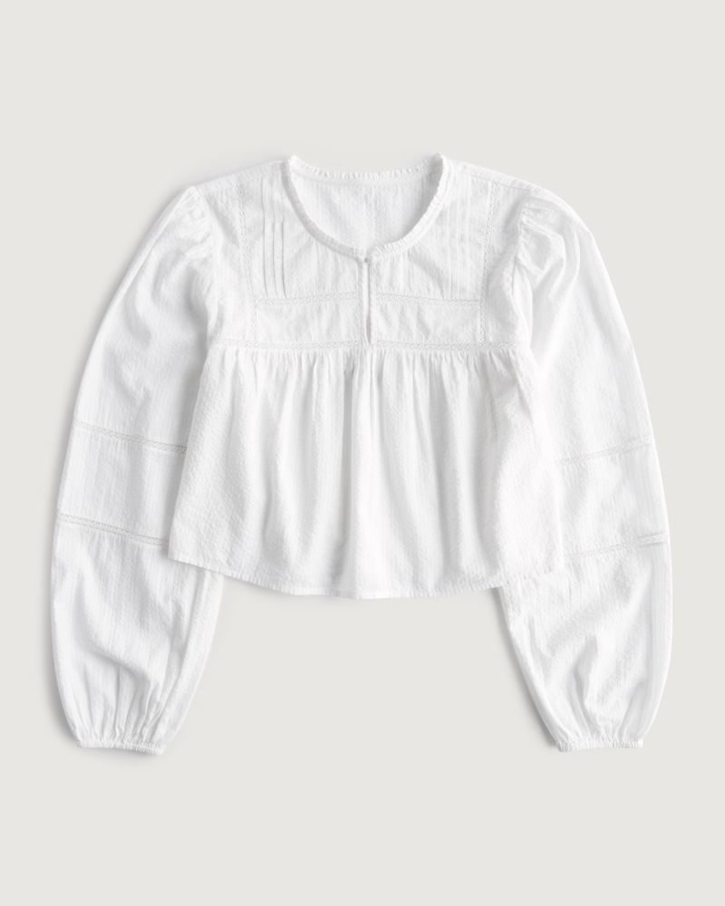 Women's Social Tourist Easy Crop Long-Sleeve Voile Shirt | Women's New ...