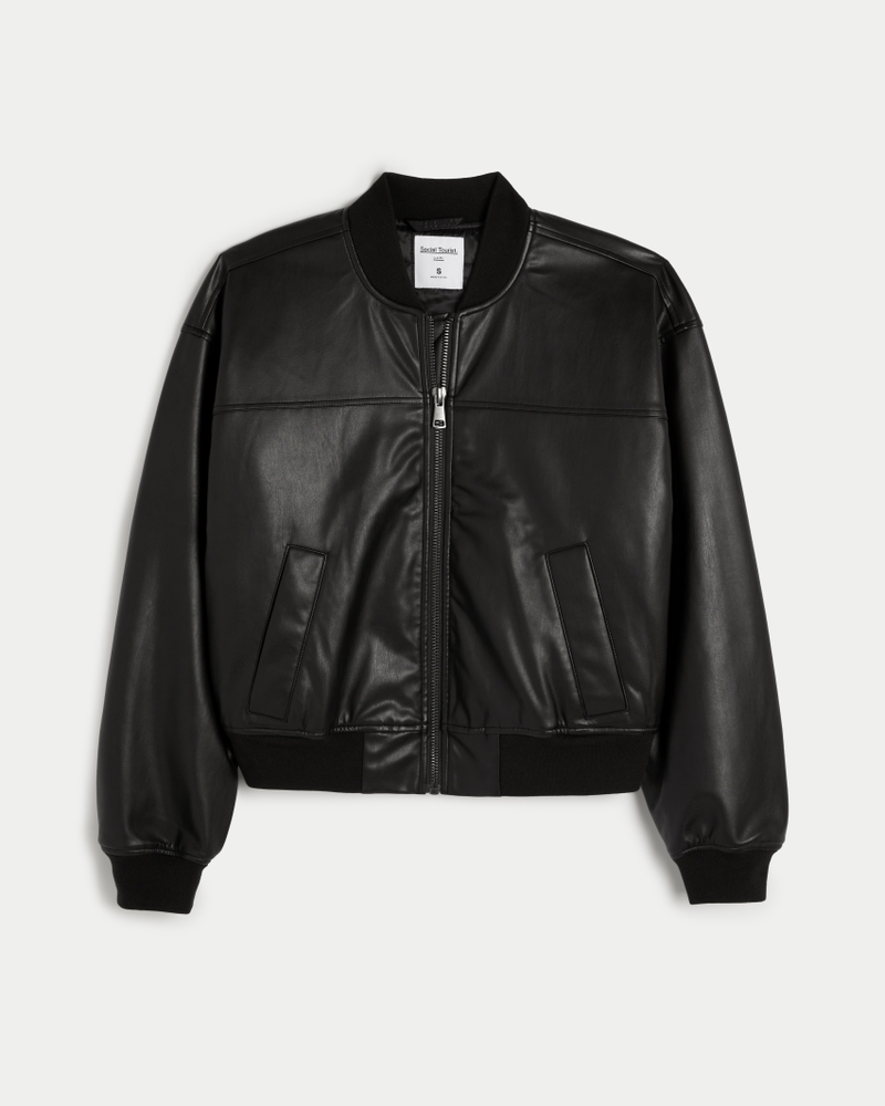 Shop All Social Tourist Oversized Vegan Leather Bomber Jacket Shop