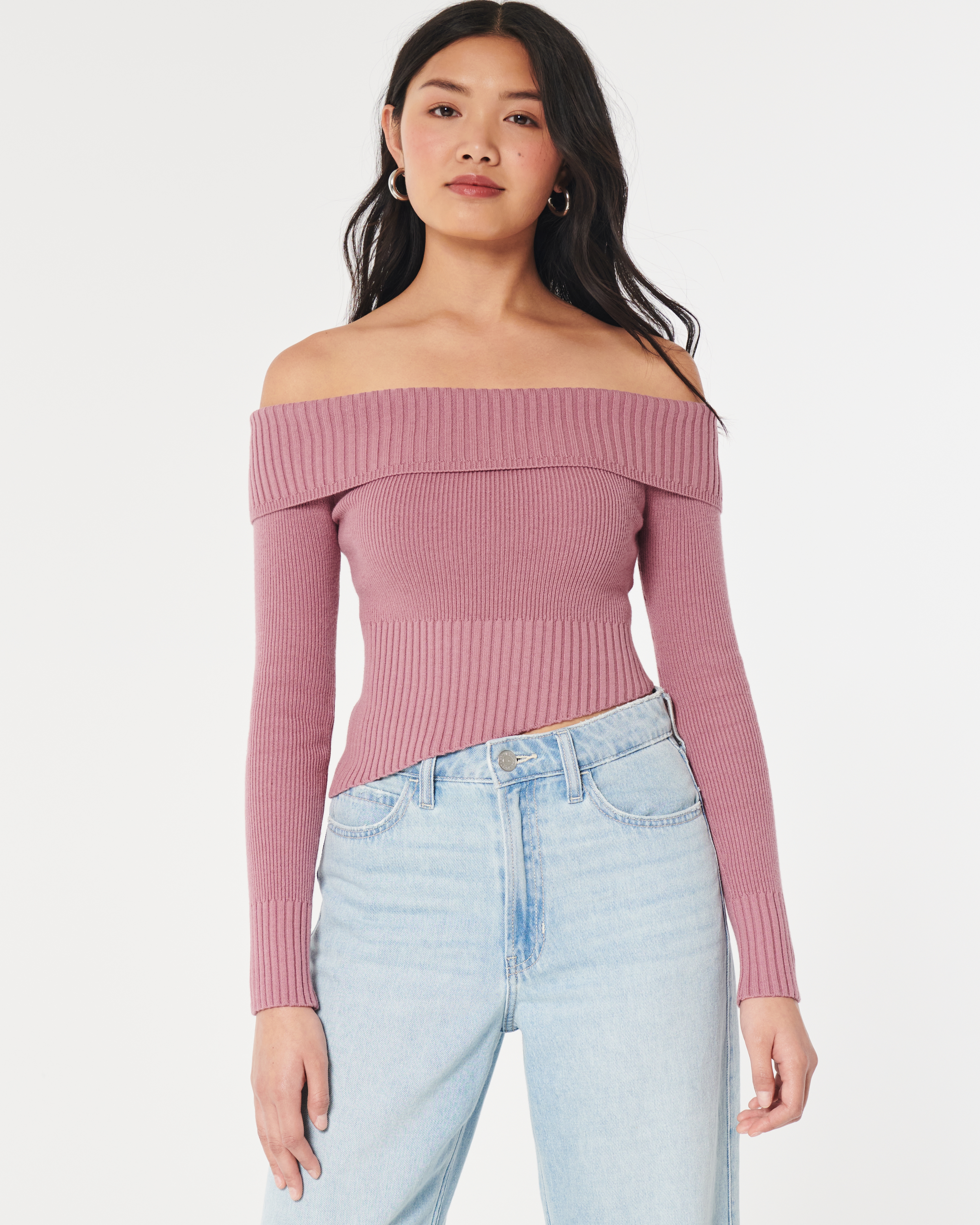 Shop All Social Tourist Off the Shoulder Asymmetrical Sweater