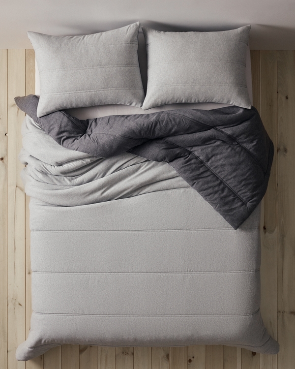 Hollister x Target Reversible Jersey Puff Comforter Set, Heather Grey view 1