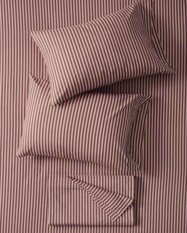 Hollister x Target Percale Stripe Sheet Set, Brown Stripe view 1