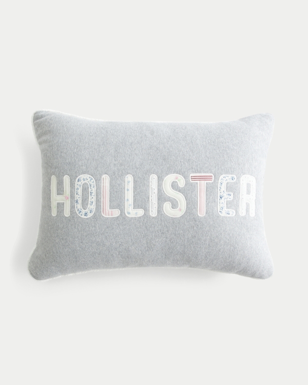 Hollister x Target Patchwork Logo Graphic Lumbar Bed Pillow, Heather Grey view 1