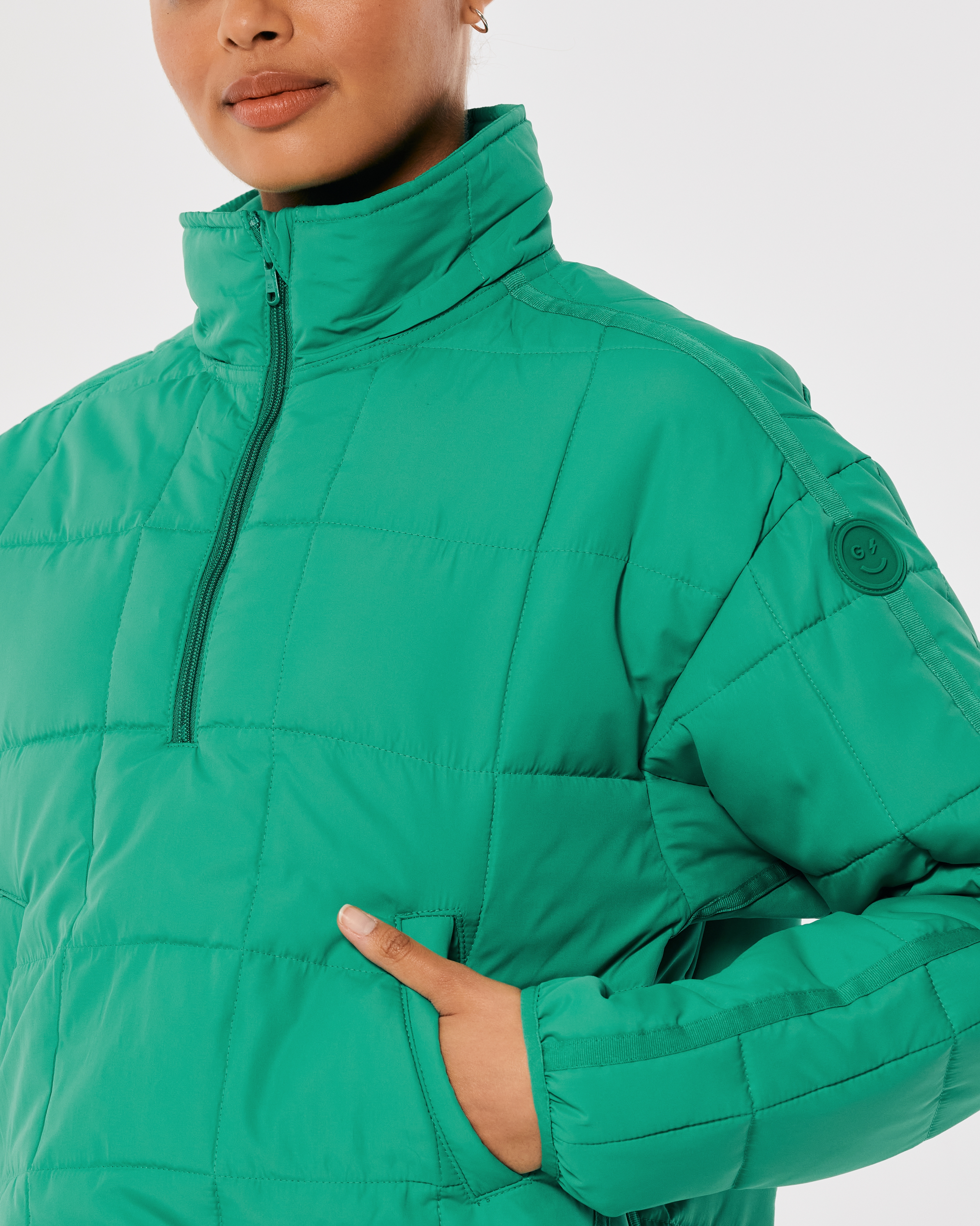 Gilly Hicks Active Quarter-Zip Popover Puffer Jacket