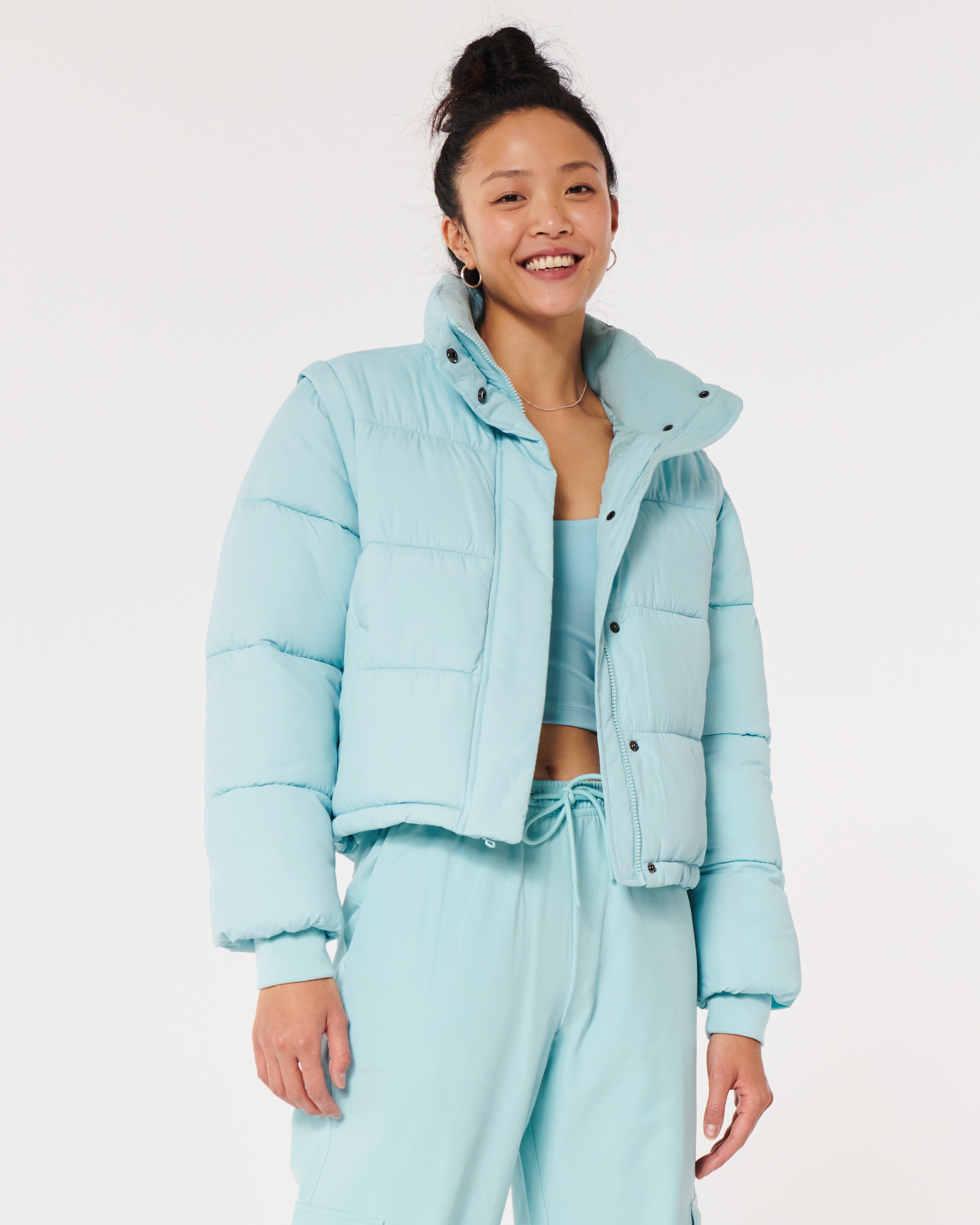Hollister Gilly Hicks Crop Sherpa Sleep Hoodie Jacket White Size XL Full  Zip 