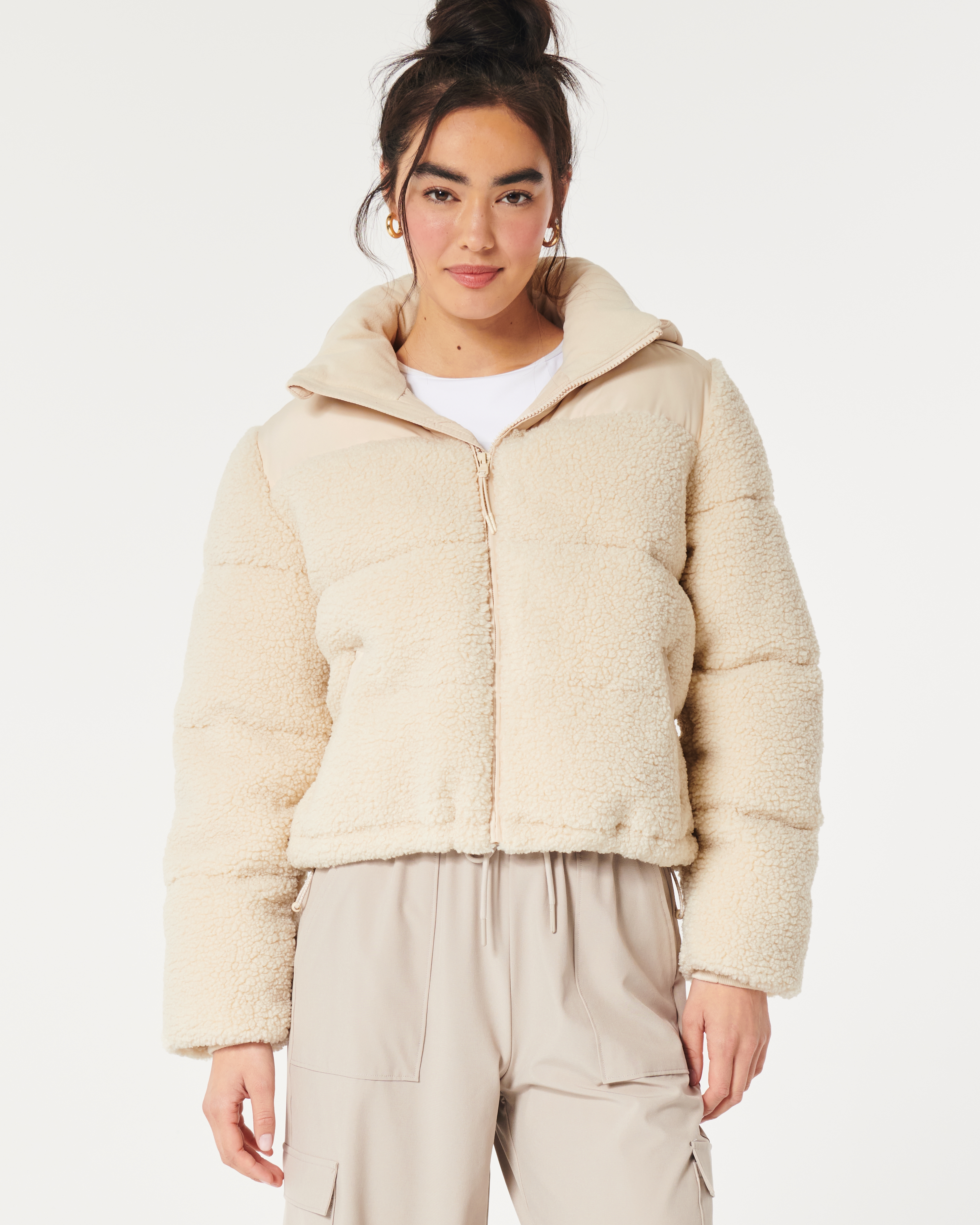 Hollister, Tops, Hollister Gilly Hicks Blush Sherpa Cropped Hoodie