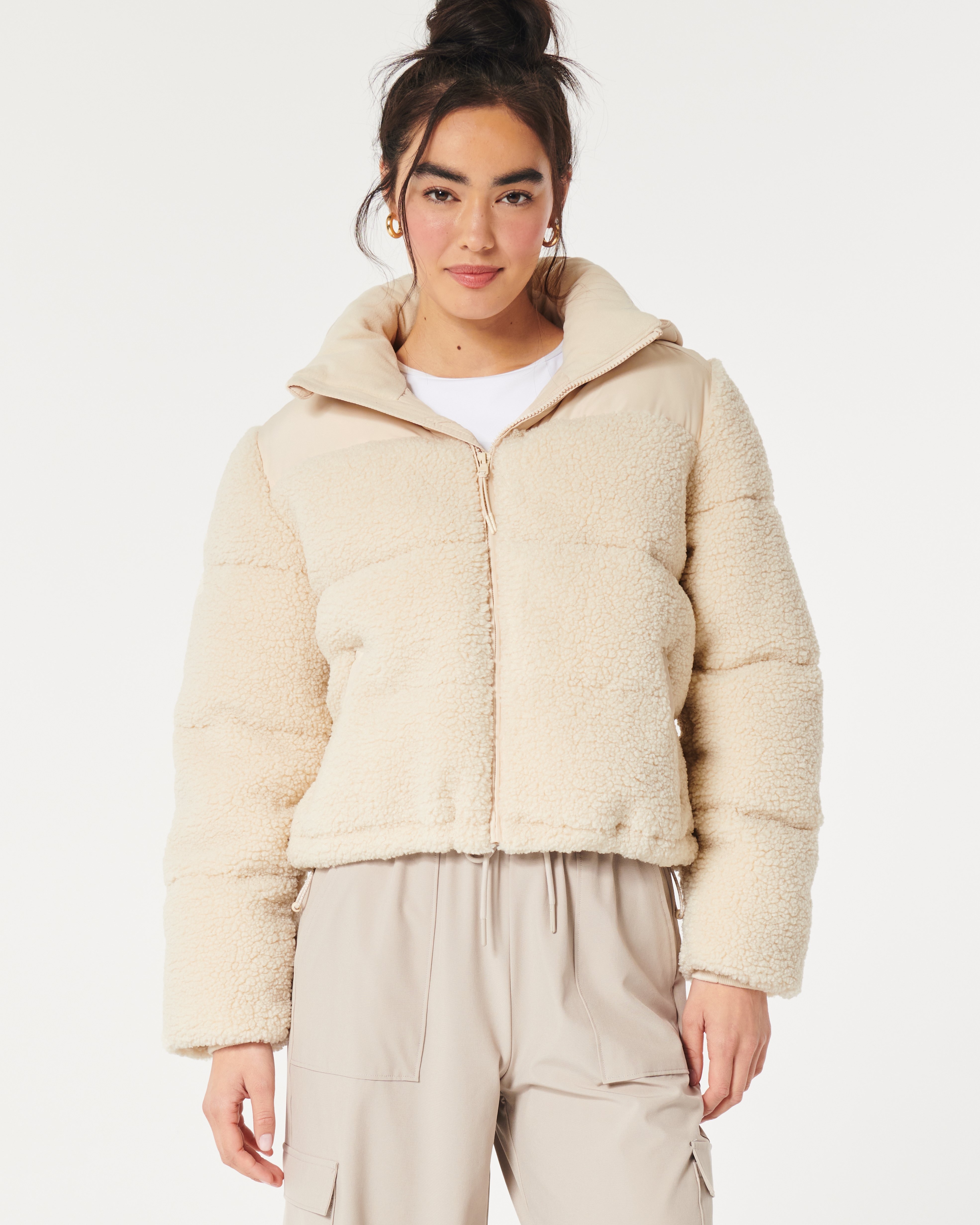 Hollister sherpa on sale jacket women's