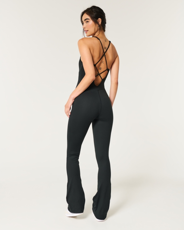 Gilly Hicks Active Strappy Back Flare Onesie, Black