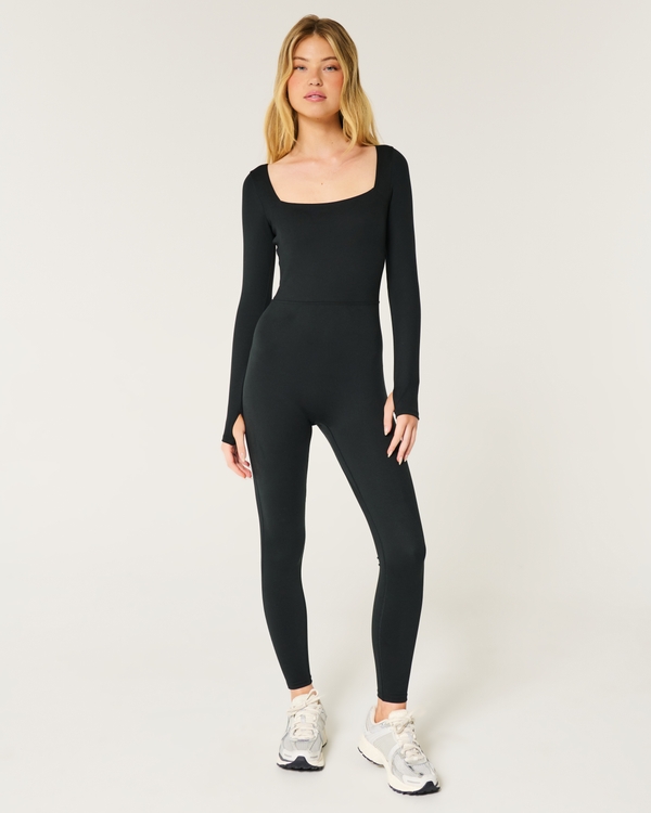 Gilly Hicks Active Recharge Long-Sleeve Onesie, Black view 1