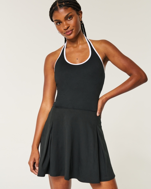 Gilly Hicks Active Pleated Halter Dress, Black