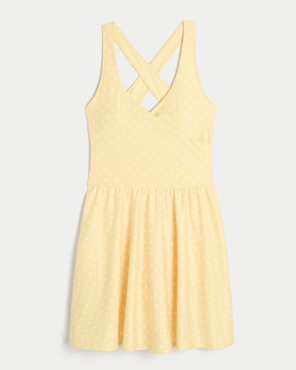 Gilly Hicks Active Recharge Wrap Halter Dress, Buttercream Dot view 1