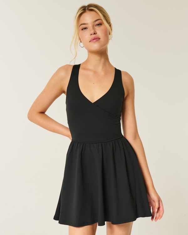 Gilly Hicks Active Recharge Wrap Halter Dress, Black view 1