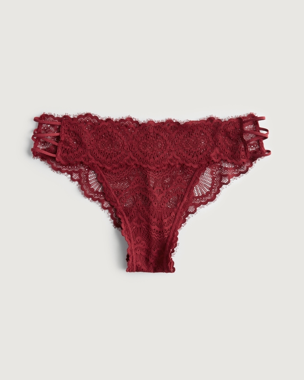 Gilly Hicks Lace Strappy Cheeky Underwear, Red Lace