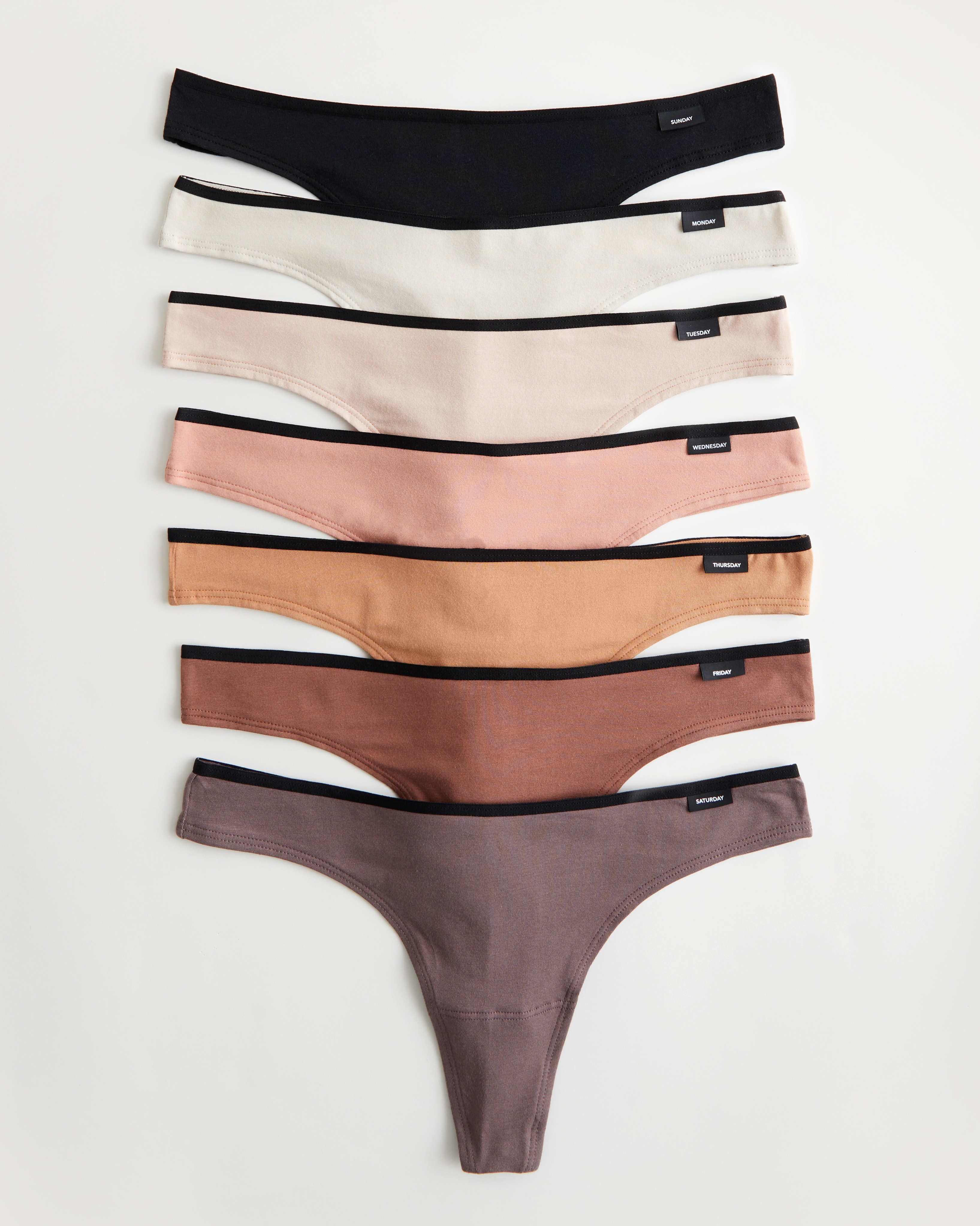 Gilly Hicks Cotton Blend Thong Underwear 7-Pack