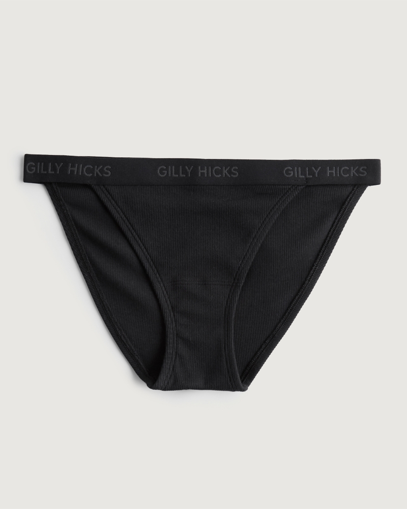 Women's Gilly Hicks Ribbed Cotton Blend Bikini Underwear