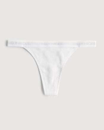 Women's Gilly Hicks Ribbed Cotton Blend Thong Underwear, Women's Bras &  Underwear