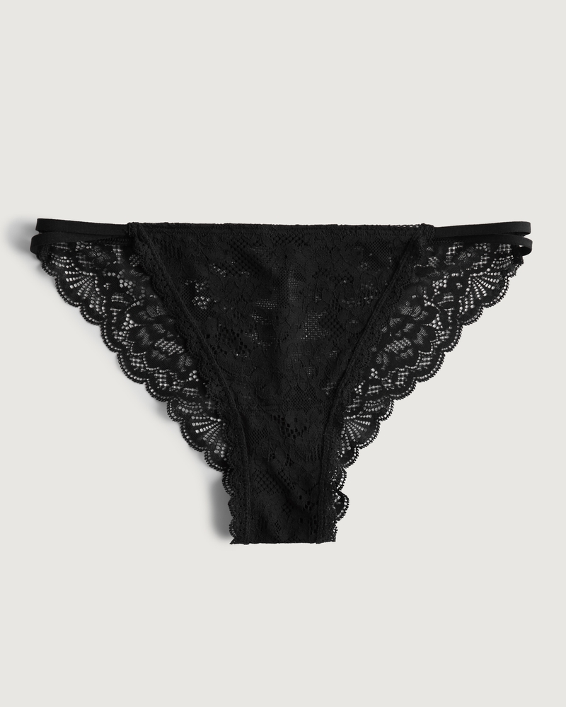 Gilly Hicks Floral Lace Strappy Thong 3-Pack In Black for Women