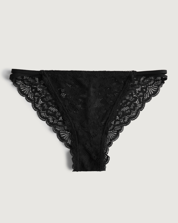 Gilly Hicks Lace Strappy Cheeky Underwear, Black view 1