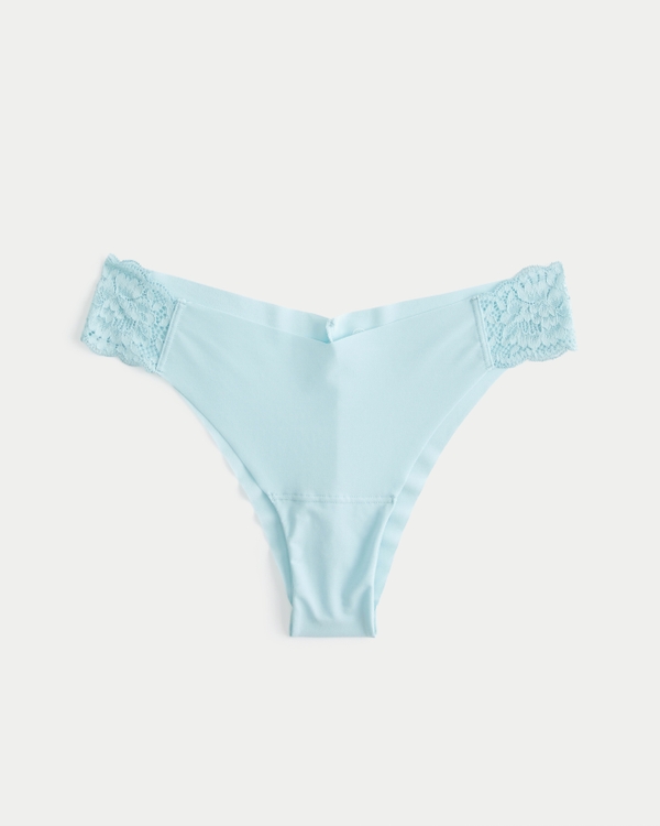 Gilly Hicks Lace-Side No-Show Cheeky Underwear, Light Blue