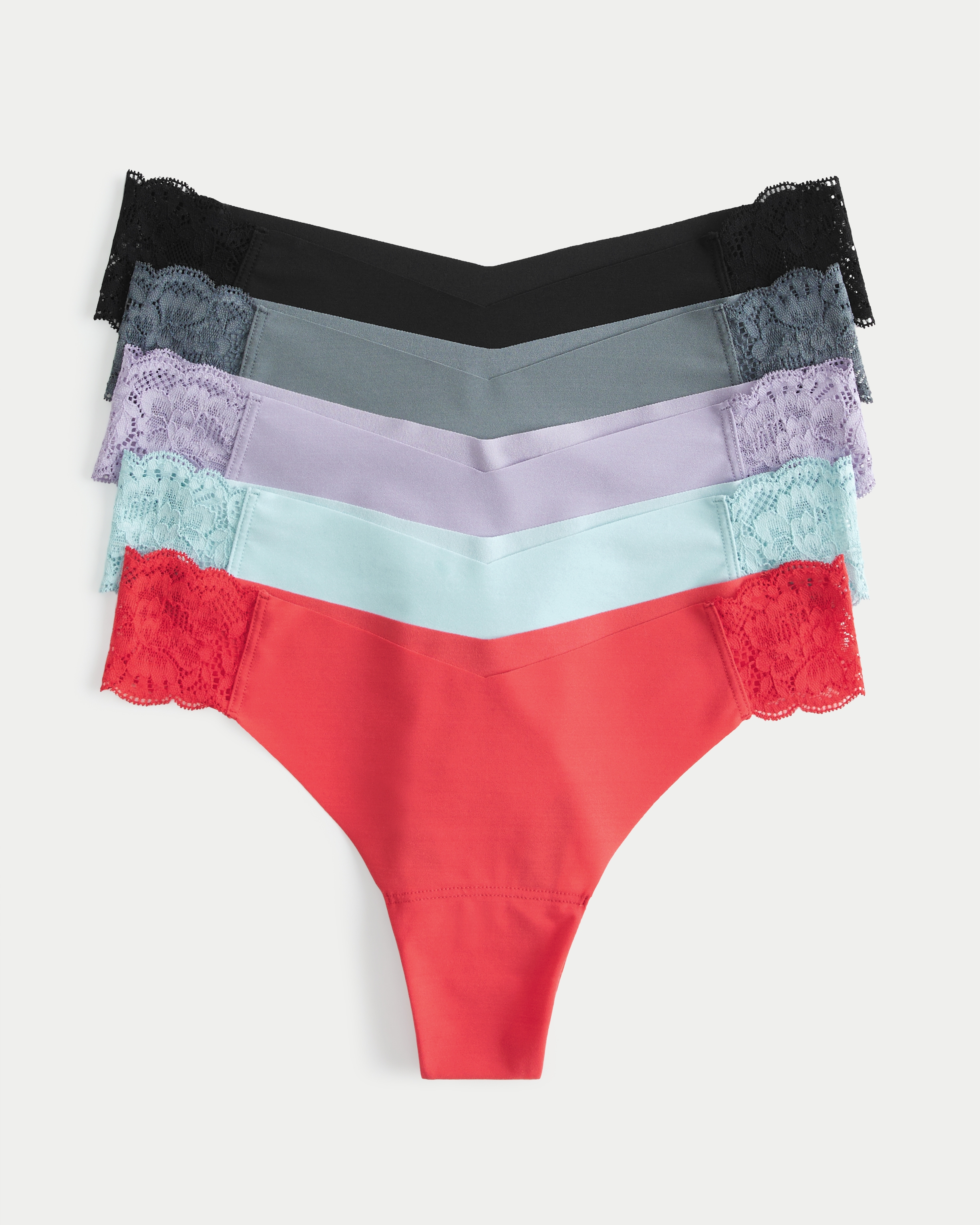 Hollister Gilly Hicks Lace-Side No-Show Thong Underwear 5-Pack