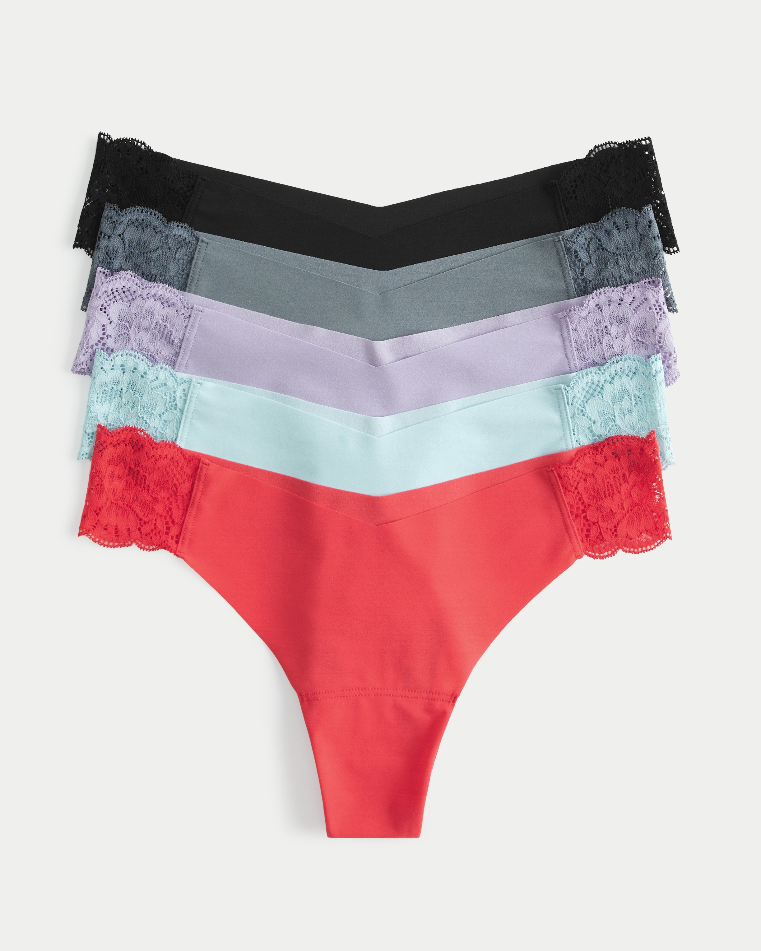 Pink 5-pack No-show Panties - Print