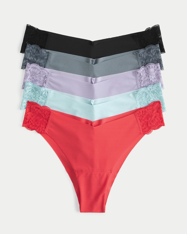 Gilly Hicks Lace-Side No-Show Cheeky Underwear 5-Pack, Multicolor Multipack