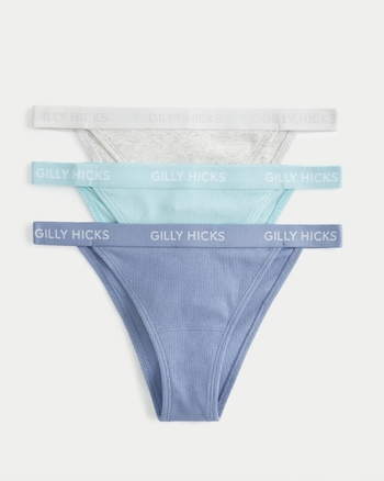Women's Gilly Hicks Ribbed Cotton Blend Cheeky Underwear 3-Pack, Women's  Bras & Underwear