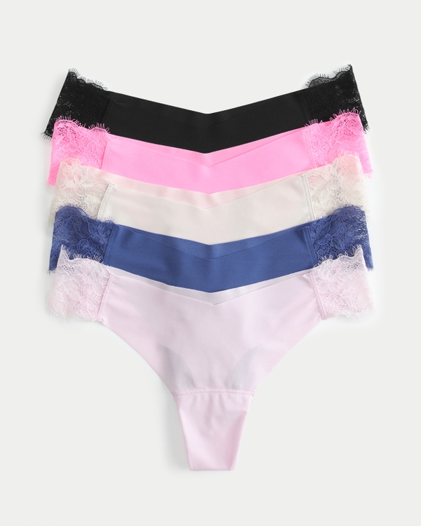 Pink 5-pack No-show Panties - Print