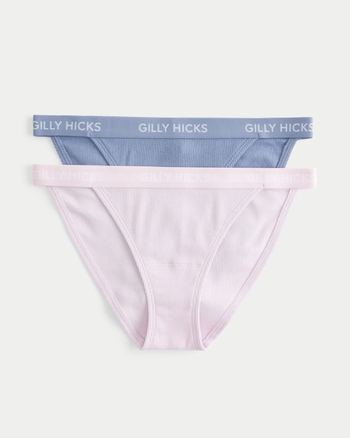 Women's Gilly Hicks Ribbed Cotton Blend Bikini Underwear