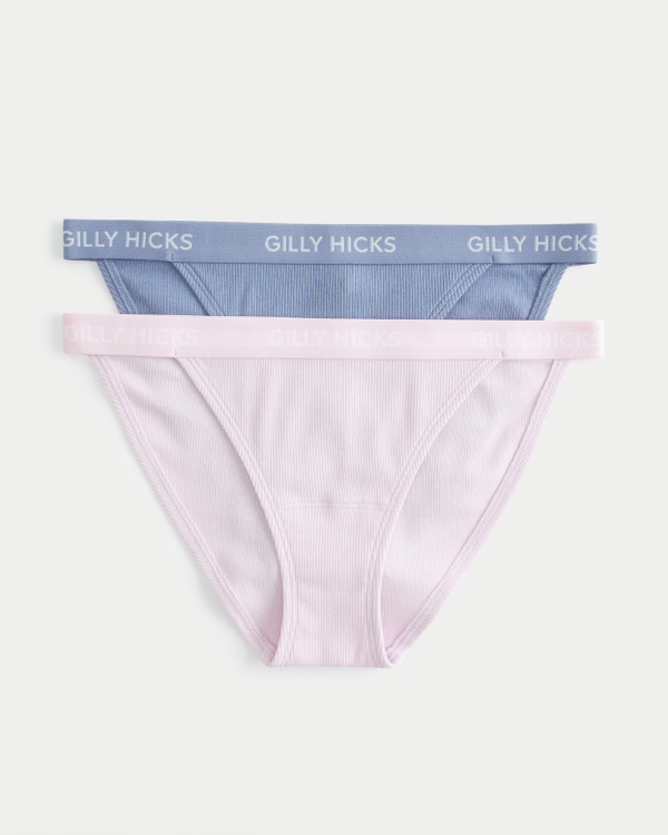 Women's Gilly Hicks Ribbed Cotton Blend Bikini Underwear 2-Pack, Women's  Bras & Underwear