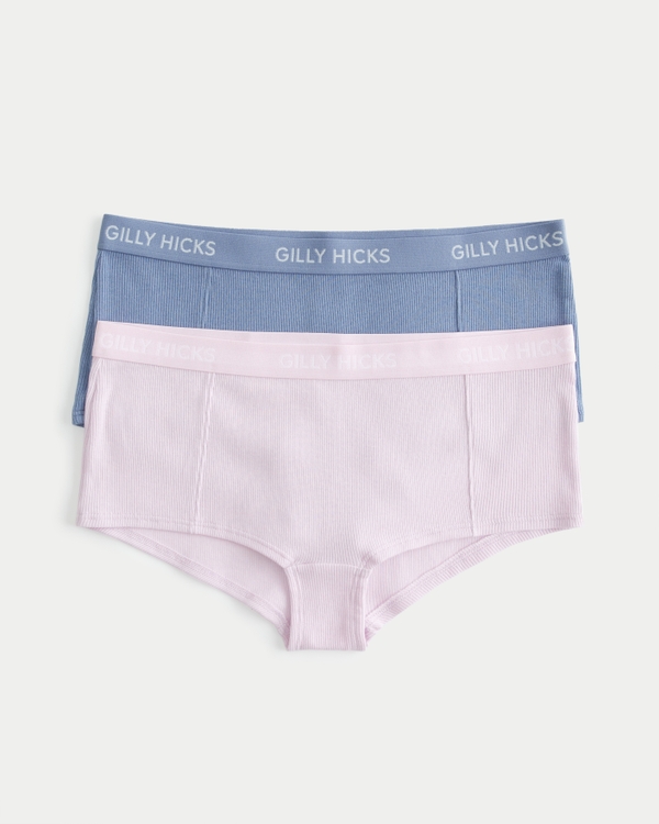 Women's Gilly Hicks Ribbed Cotton Blend Boyshort Underwear 2-Pack