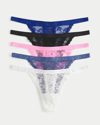 Women's Gilly Hicks Lace Thong Underwear 5-Pack