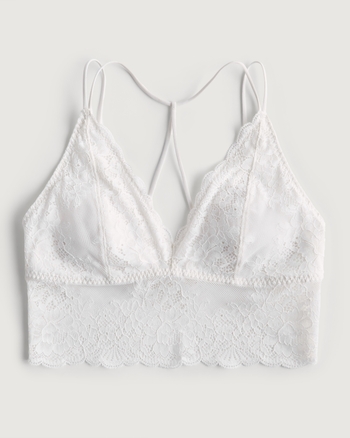 Racerback white lace bralette , Branded for exposure