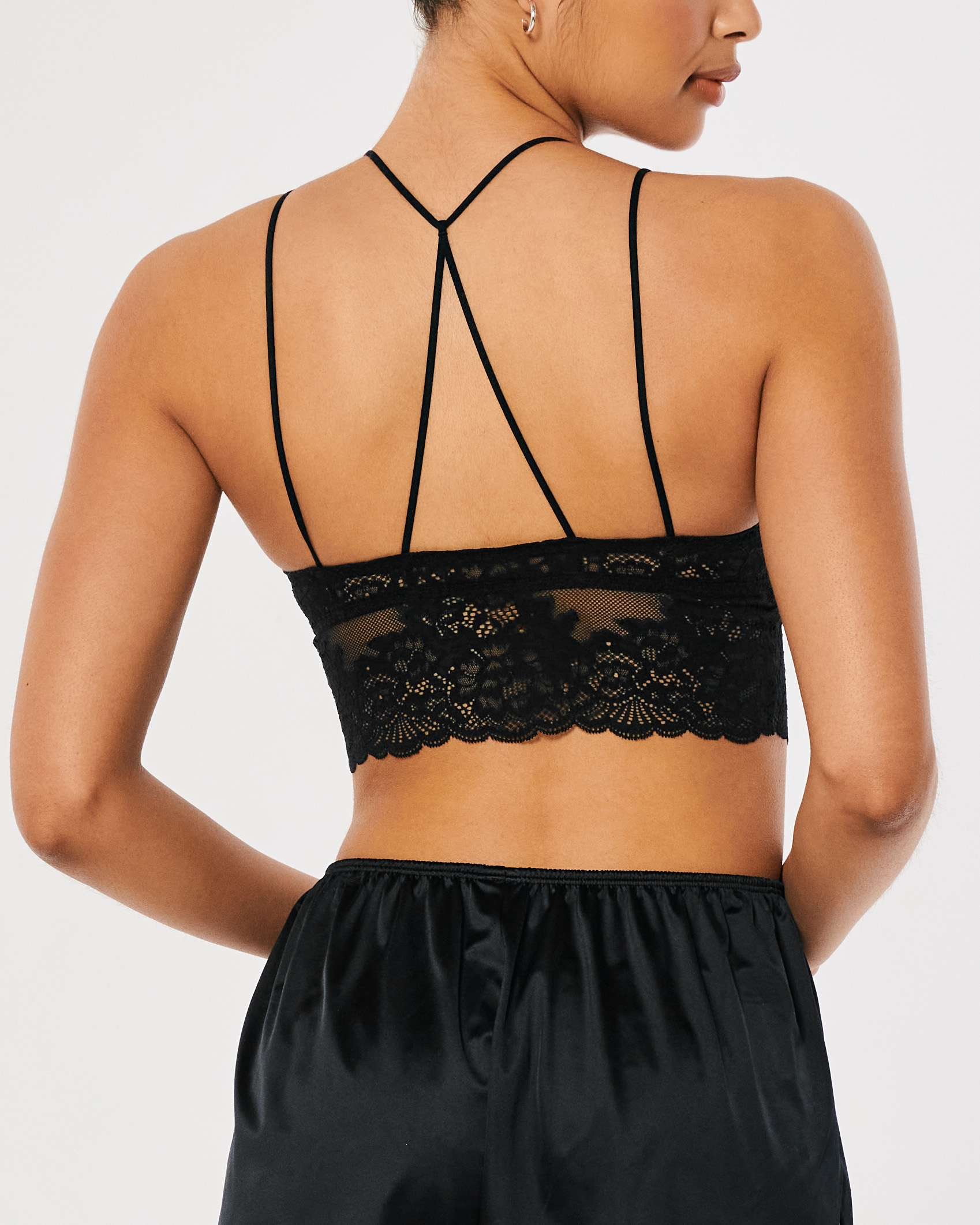 Gilly Hicks FLORAL LACE TRIANGLE LONGLINE - Bustier - black