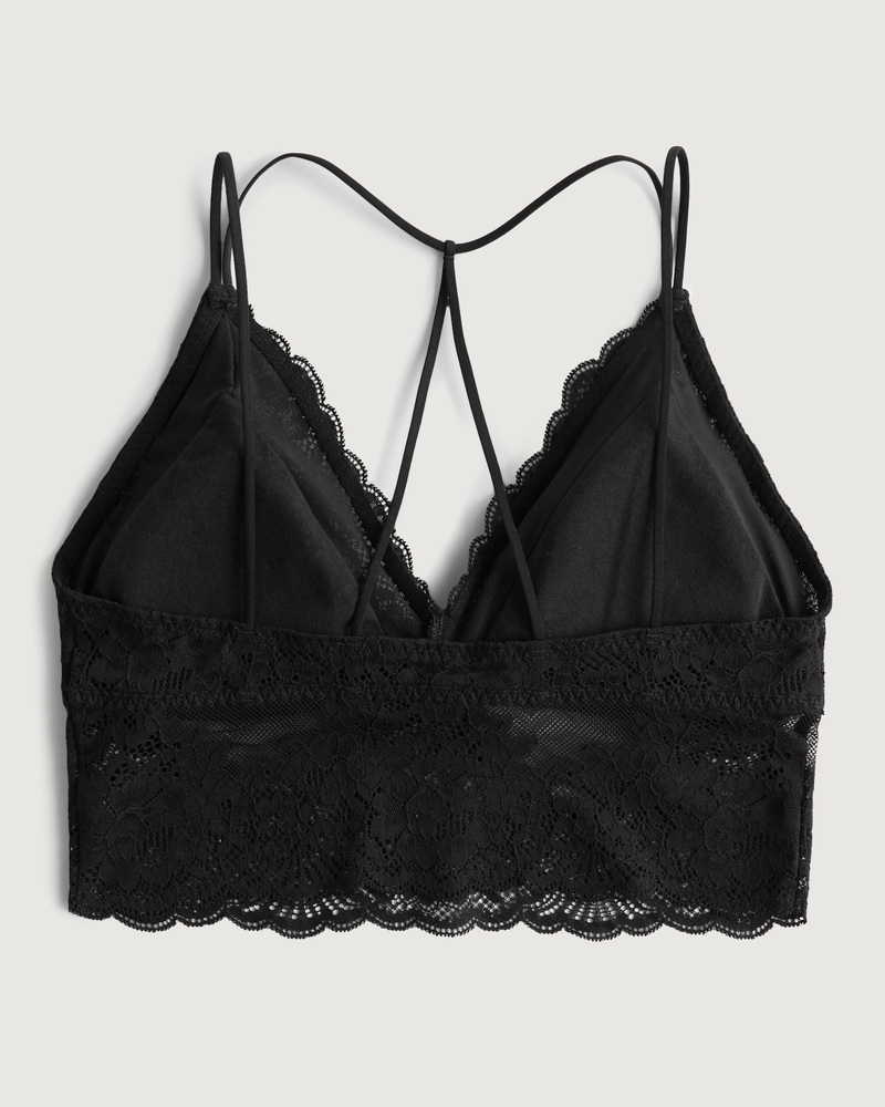 Lace Triangle Shaped Bra And Brief Set - Navy - Just $7