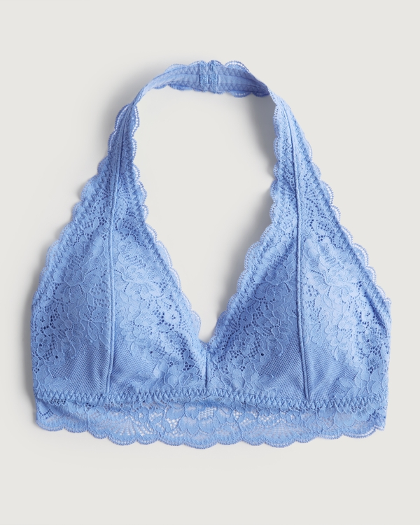 Gilly Hicks Lace Halter Bralette, Blue Lace