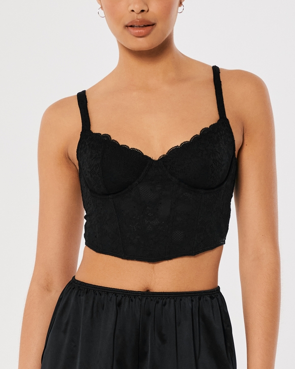 Gilly Hicks Lace Bustier, Black Lace view 2